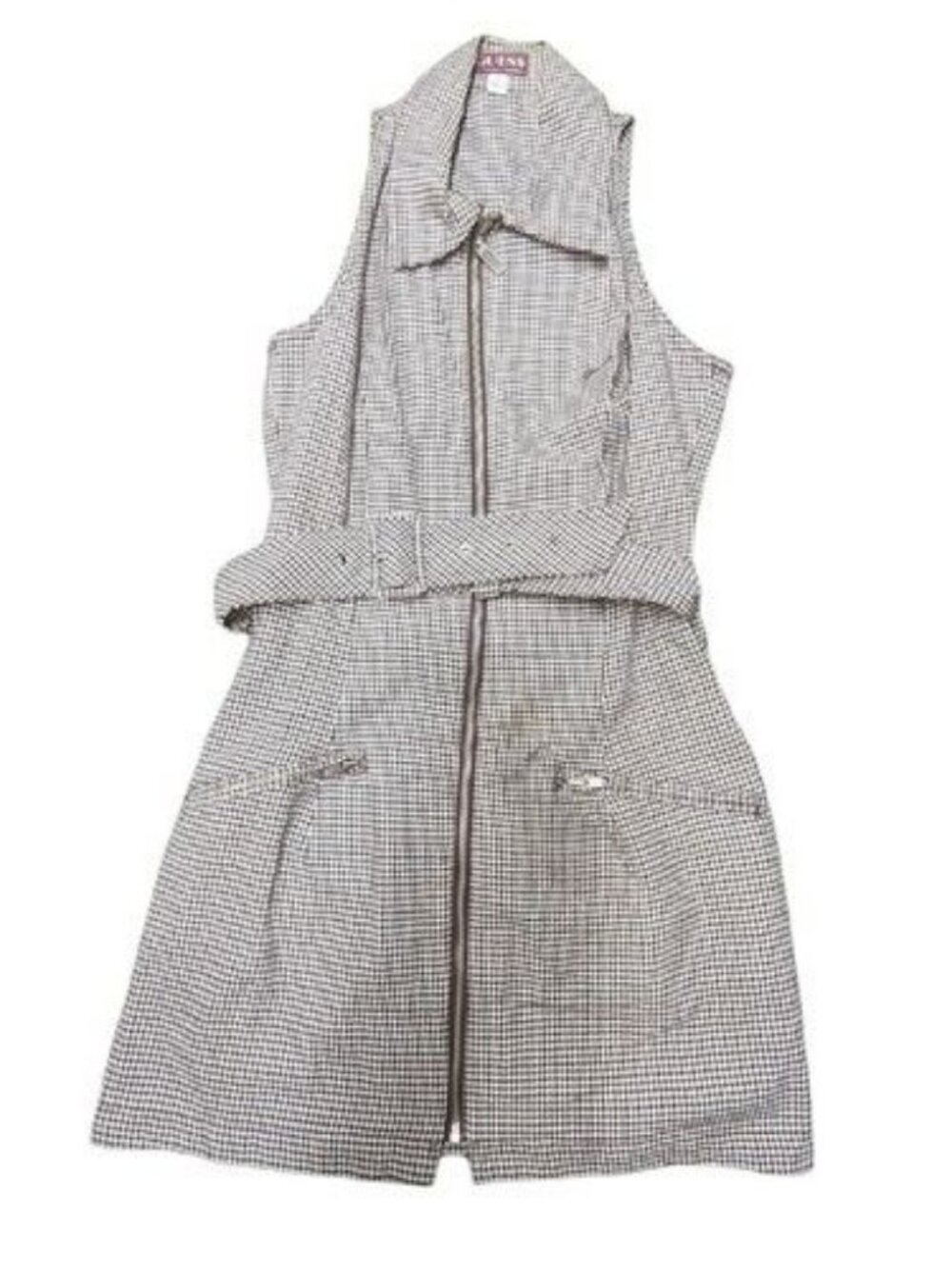 Guess Jeans USA Girls Chevron Jumper Dress White Brown/Blue Plaid Girls Size 3